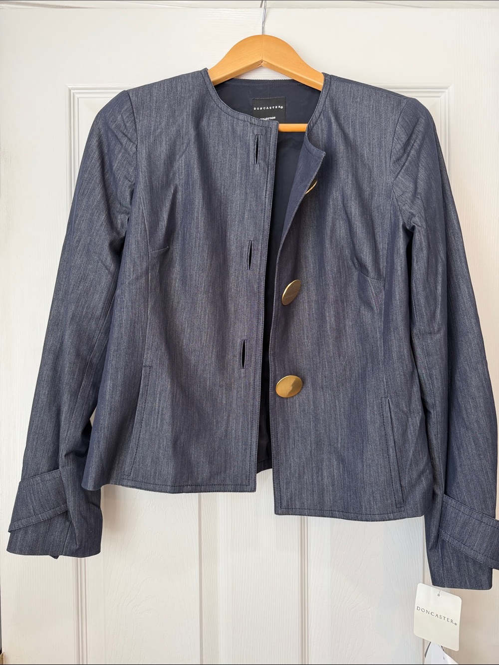 Doncaster Navy Denim-Style Jacket with Gold Buttons